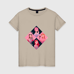 Женская футболка Сгруппированные арты участниц Блэк Пинк