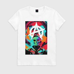 Женская футболка Анархия - череп - поп-арт