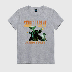Футболка хлопковая женская Skibidi toilet agent, цвет: меланж
