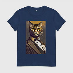 Женская футболка Крутой котяра - джентльмен - нейросеть