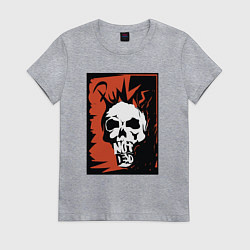 Футболка хлопковая женская Punks skull, цвет: меланж