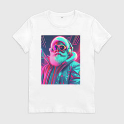Женская футболка Модный Санта в неоновом свете