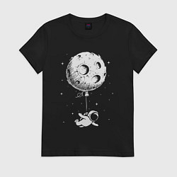 Футболка хлопковая женская Moon balloon, цвет: черный