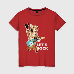 Женская футболка Let s rock Котик рокер