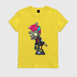 Футболка хлопковая женская PvZ Зомби панк, цвет: желтый