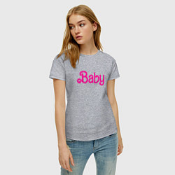 Футболка хлопковая женская Ребенок Барби, цвет: меланж — фото 2