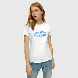Футболка хлопковая женская CS2 blue logo, цвет: белый — фото 2