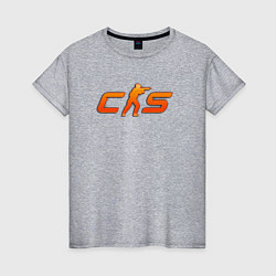 Футболка хлопковая женская CS 2 orange logo, цвет: меланж