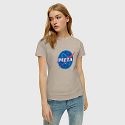 Футболка хлопковая женская Pizza x NASA, цвет: миндальный — фото 2