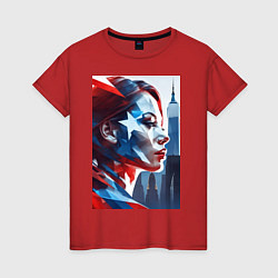 Женская футболка Девушка и Нью-Йорк - двойная экспозиция