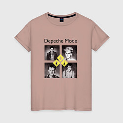 Футболка хлопковая женская Depeche Mode - DM retro, цвет: пыльно-розовый