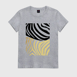Женская футболка Принт зебра черно- золотой