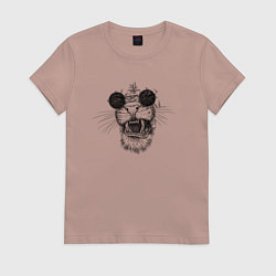 Женская футболка Дикий кот в очках