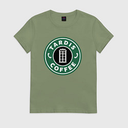 Футболка хлопковая женская Tardis coffee, цвет: авокадо