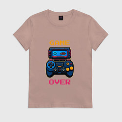 Футболка хлопковая женская Джойстик game over, цвет: пыльно-розовый