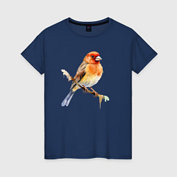 Женская футболка Оранжевая птица на ветке