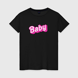 Футболка хлопковая женская Baby: pink barbie style, цвет: черный