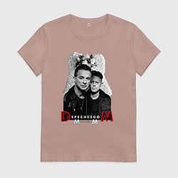 Футболка хлопковая женская Depeche Mode - Dave Gahan and Martin Gore, цвет: пыльно-розовый