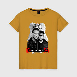 Футболка хлопковая женская Depeche Mode - Dave Gahan and Martin Gore, цвет: горчичный