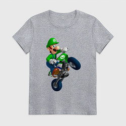Футболка хлопковая женская Луиджи на байке, цвет: меланж