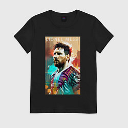 Футболка хлопковая женская Lionel Messi - football - striker, цвет: черный