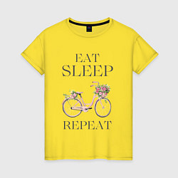 Женская футболка Велосипед с цветами - катаюсь на репите