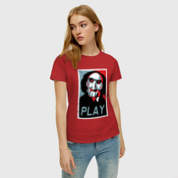 Футболка хлопковая женская Play saw, цвет: красный — фото 2