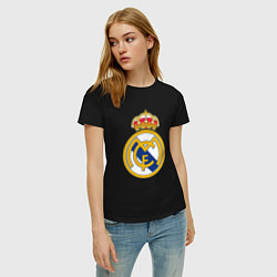 Футболка хлопковая женская Real madrid fc sport, цвет: черный — фото 2