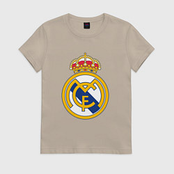 Футболка хлопковая женская Real madrid fc sport, цвет: миндальный