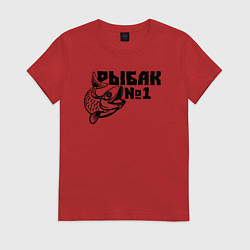 Футболка хлопковая женская Рыбак 1, цвет: красный