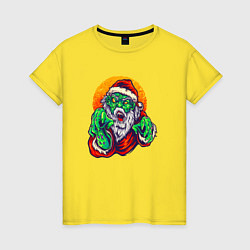 Футболка хлопковая женская Зомби Санта, цвет: желтый