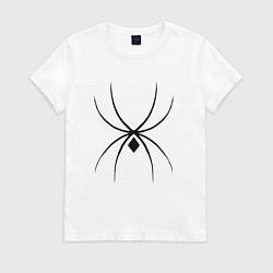 Футболка хлопковая женская Черный паук минимал, цвет: белый