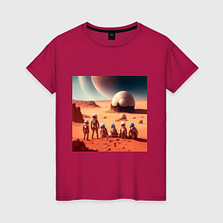 Футболка хлопковая женская Вечер на марсе, цвет: маджента