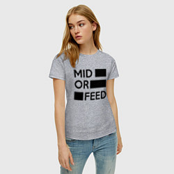 Футболка хлопковая женская Mid or feed, цвет: меланж — фото 2