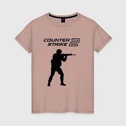 Футболка хлопковая женская Counter strike 2 classik, цвет: пыльно-розовый