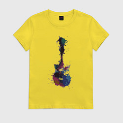 Футболка хлопковая женская Guitar splash, цвет: желтый