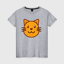 Футболка хлопковая женская Оранжевый котик счастлив, цвет: меланж