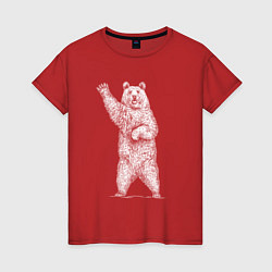 Женская футболка Медведь стоит и машет