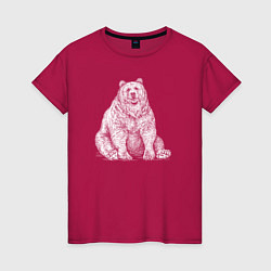 Женская футболка Толстый медведь сидит