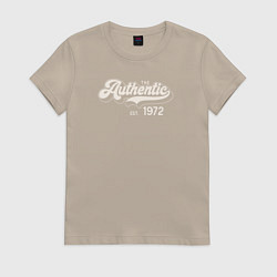 Футболка хлопковая женская Authentic 1972, цвет: миндальный