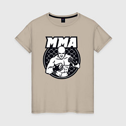 Футболка хлопковая женская Warrior MMA, цвет: миндальный