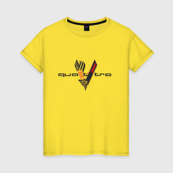 Футболка хлопковая женская Audi quattro logo, цвет: желтый