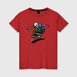 Женская футболка Скелет скейтер