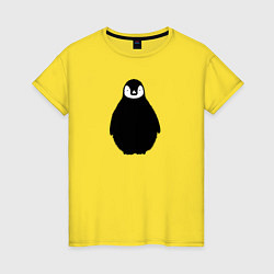Футболка хлопковая женская Пингвин мылыш трафарет, цвет: желтый
