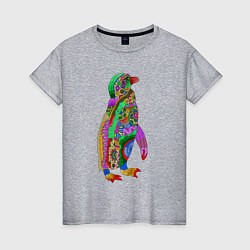 Женская футболка Разноцветный пингвин