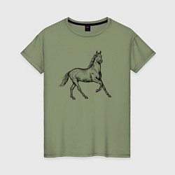 Женская футболка Лошадь скачет в профиль