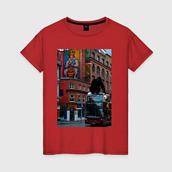 Футболка хлопковая женская MoMo - Лондон, цвет: красный