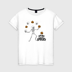 Футболка хлопковая женская Stay spooky, цвет: белый