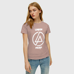 Футболка хлопковая женская Linkin Park logo, цвет: пыльно-розовый — фото 2