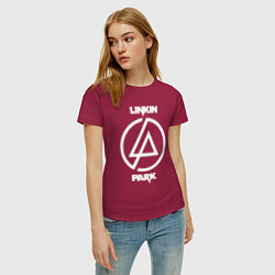Футболка хлопковая женская Linkin Park logo, цвет: маджента — фото 2